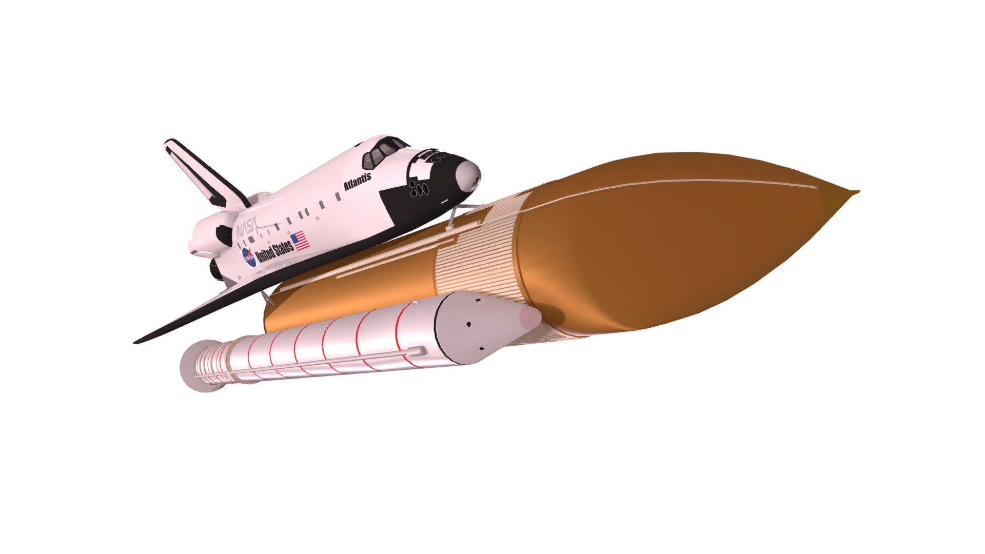 This 3D model depicts the legendary space shuttle Atlantis, which served NASA for many years. Detailed mapping allows you to get acquainted with the characteristic features of this iconic space machine. Perfect for use in projects related to astronautics, education or historical visualizations 3d model