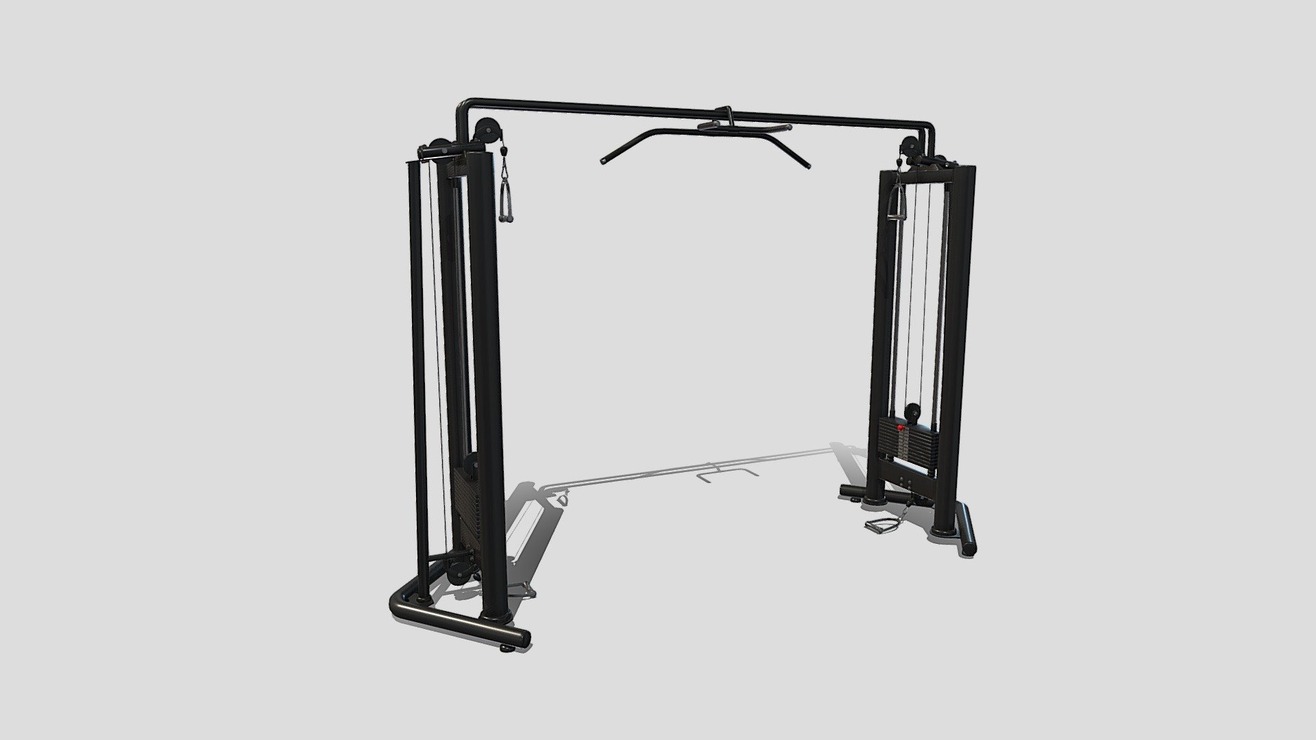 Gym machine 3d model built to real size, rendered with Cycles in Blender, as per seen on attached images. 

File formats:
-.blend, rendered with cycles, as seen in the images;
-.obj, with materials applied;
-.dae, with materials applied;
-.fbx, with materials applied;
-.stl;

Files come named appropriately and split by file format.

3D Software:
The 3D model was originally created in Blender 3.1 and rendered with Cycles.

Materials and textures:
The models have materials applied in all formats, and are ready to import and render.
Materials are image based using PBR, the model comes with four 4k png image textures.

Preview scenes:
The preview images are rendered in Blender using its built-in render engine &lsquo;Cycles'.
Note that the blend files come directly with the rendering scene included and the render command will generate the exact result as seen in previews.

General:
The models are built mostly out of quads.

For any problems please feel free to contact me.

Don't forget to rate and enjoy! - Cable Crossover - Buy Royalty Free 3D model by dragosburian 3d model