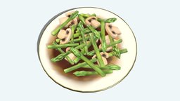 Asparagus Straw Mushroom mushroom, taiwan, cg, asia, dinner, breakfast, china, vr, meal, ar, snack, lunch, vegetable, straw, asparagus, game, pbr
