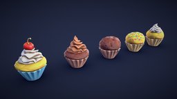 Stylized Cupcakes food, cafe, cake, prop, realtime, cupcake, cafeteria, baked, chocolate, eat, sweet, tasty, bakery, sweets, foods, muffin, muffins, dough, celebration, stilized, sprinkles, cakes, cupcakes, cake-topper, stilised, birthdaycake, food-and-drink, cartoon, city, download, city-props, bakery-products, bakeryshop, muffin-top, bakery-goods, bakeryscene