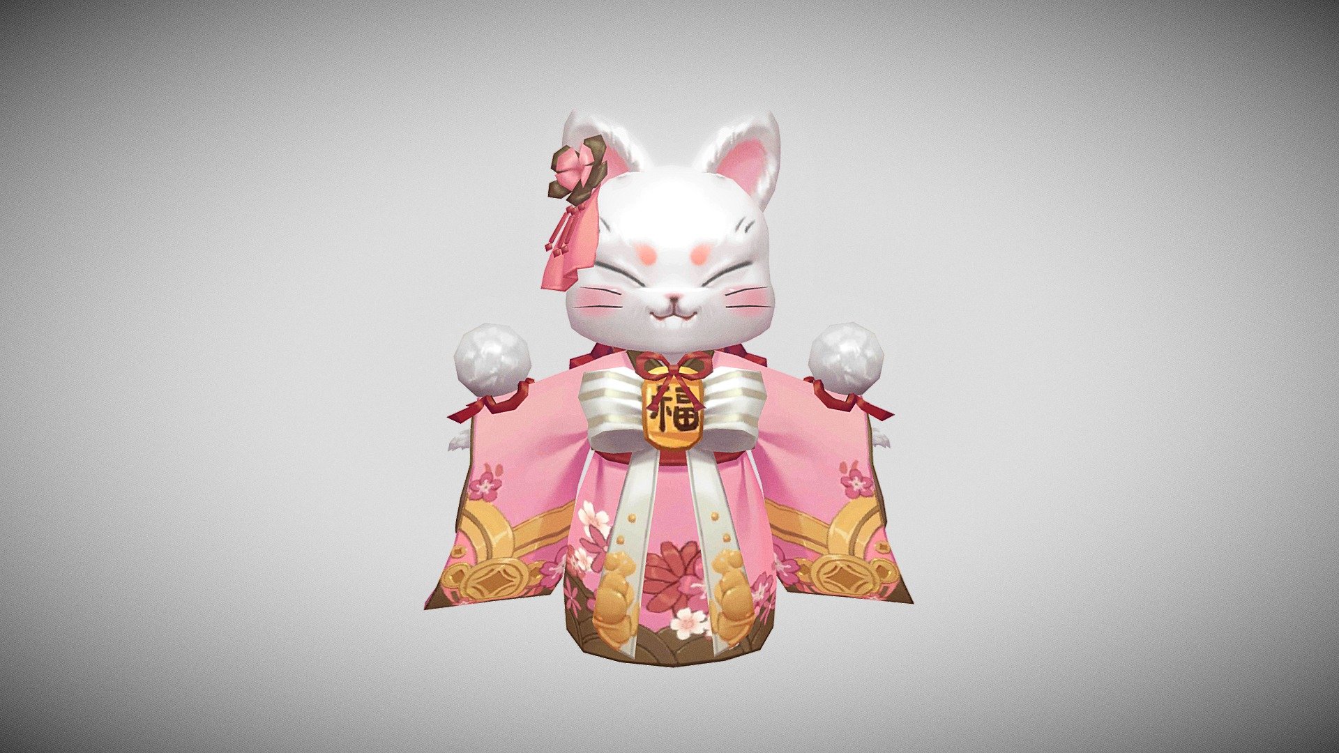 https://www.buymeacoffee.com/Khyoocumber - Lowpoly Kimono cat - Download Free 3D model by Khyoocumber 3d model