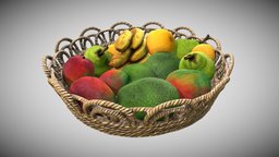 Fruit on Table fruit, basket, table