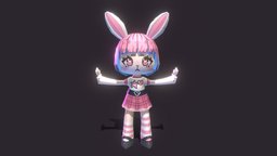 Bunny Pop Girl bunny, cute, pink, charactermodel, bunnygirl, pinkhair, cute_character, character, lowpoly, characterdesign
