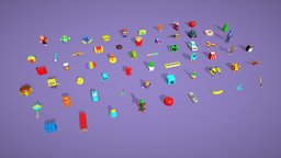 Low Poly Toy Pack vehicles, toys, doll, pack, fbx, vegitable, blender3dmodel, cartoon, lowpoly, gameasset, match-3, match-3d, toy-pack, matching-game, toy-collection