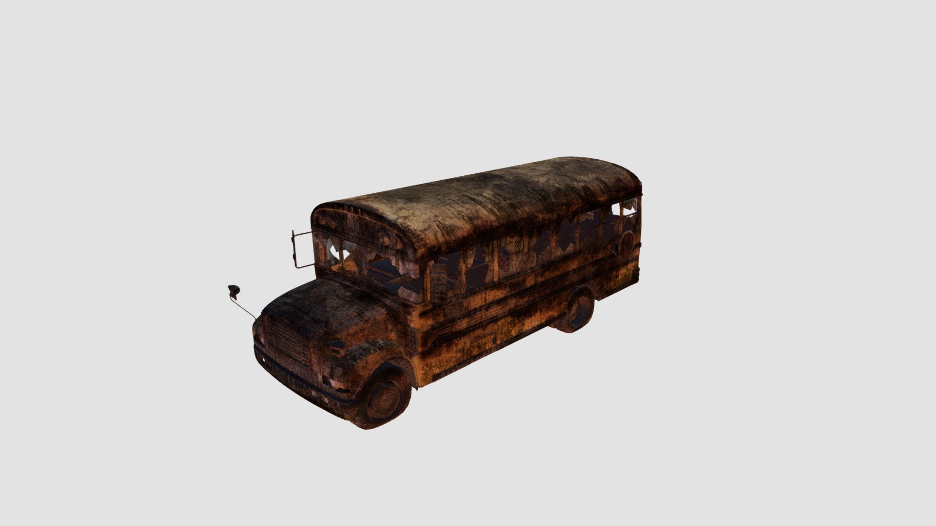 Highly detailed 3d model of destroyed bus with all textures, shaders and materials. It is ready to use, just put it into your scene 3d model