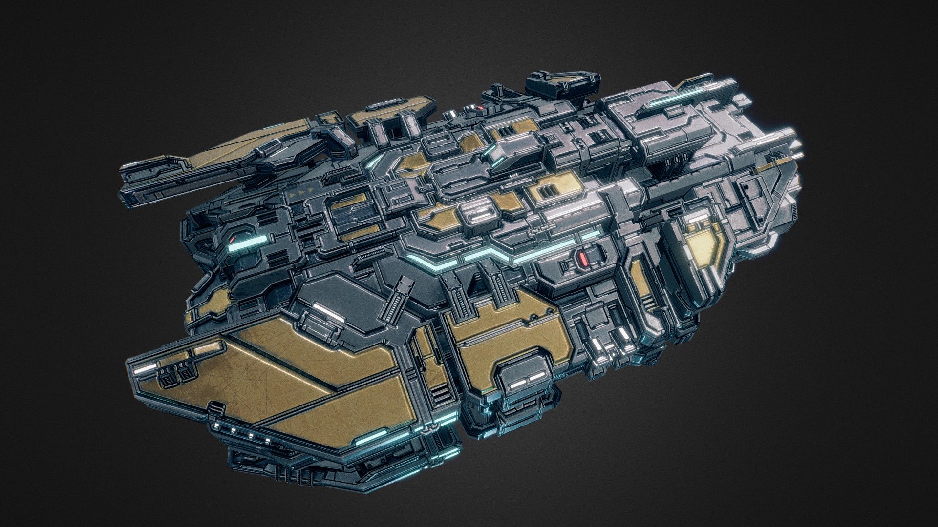 In-game model of a large spaceship belonging to the Eclipse faction. Learn more about the game at http://starfalltactics.com/ - Starfall Tactics — Nomad Eclipse dreadnought - 3D model by Snowforged Entertainment (@snowforged) 3d model