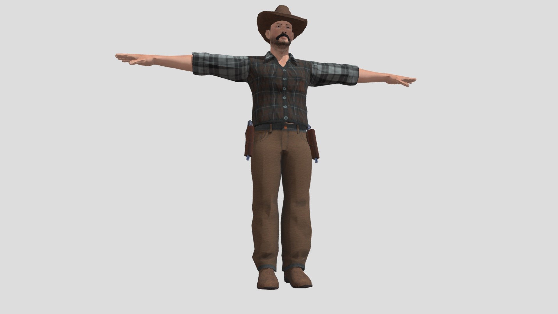 Rigged male western cowboy - Western Cowboy (Rigged) - Download Free 3D model by human being (@stevedaman) 3d model