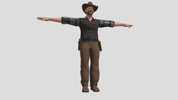 Western Cowboy (Rigged) cowboy, western, pistol, cowgirl, revolver-weapons-guns, character, weapons