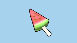Watermelon Ice Lolly. food, ice, gamedev, melon, lolly, lowpoly-3dsmax, lowpoly-gameasset-gameready, lowpolymodel, penwithdigital, handpainted, low_poly, low-poly, game, lowpoly, hand-painted, handpainted-lowpoly
