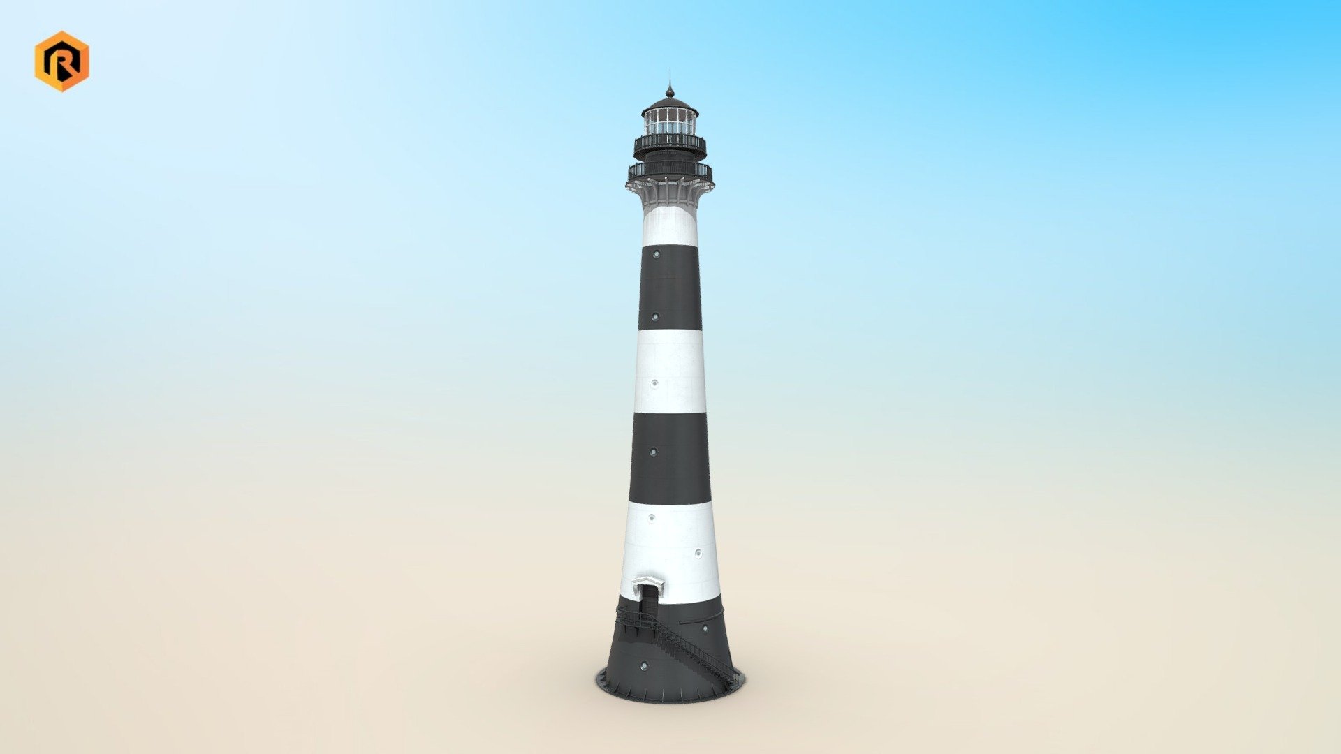 Low-poly PBR 3D model of Cape Canaveral Lighthouse.
It is best for use in games and other VR / AR, real-time applications such as Unity or Unreal Engine.  It can also be rendered in Blender (ex Cycles) or Vray as the model is equipped with detailed textures.  

Technical details:




3 PBR textures sets (Main Body, Glass and Additional Alpha)  

5029 Triangles  

5991 Vertices

Model is one mesh

Model completely unwrapped 

Model is fully textured with all materials applied 

Lot of additional file formats included (Blender, Unity, Maya etc.)  

More file formats are available in additional zip file on product page.

Please feel free to contact me if you have any questions or need any support for this asset.

Support e-mail: support@rescue3d.com - Cape Canaveral Lighthouse - Buy Royalty Free 3D model by Rescue3D Assets (@rescue3d) 3d model