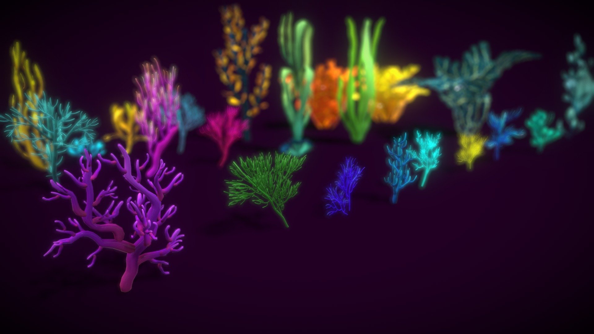 This is Cartoon Seaweed 9 is now available with animation for some coral!
As its name, this asset is extensively packed for easy creation of complex underwater environments.
All elements help you to create a colorful world for an aquarium game, fishing game, or simply decoration item in your social game!
Pack contains 22 +prefabs, easy to customize your own forest of underwater plants.
In detail, the model is attached as below:
- Seaweed : 22+ types in the 100+ variations
- Atlas texture with size 2048/2048
- Geometry: +Triangles: 422152 +Polygons: 218291 +Vertices: 225082 - Cartoon Seaweed 9 - Buy Royalty Free 3D model by vustudios 3d model