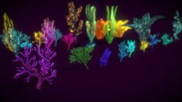 Cartoon Seaweed 9 coral, props, seaweed, asset, noai, createdwithai