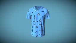 V- Neck Set In Sleeve Tee Design Blue shirt, 360, fashion, jacket, top, long, tee, knit, sleeve, apparel, 3d, digital, video, clothing, v-neck, vneck, digitalfashion, appareldesign, apparelclothing, teedesign, v-necktee