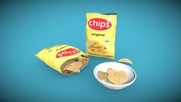 Chips bag food, chips, potato, bag, potatoes, grocery, crisps, asset, blender