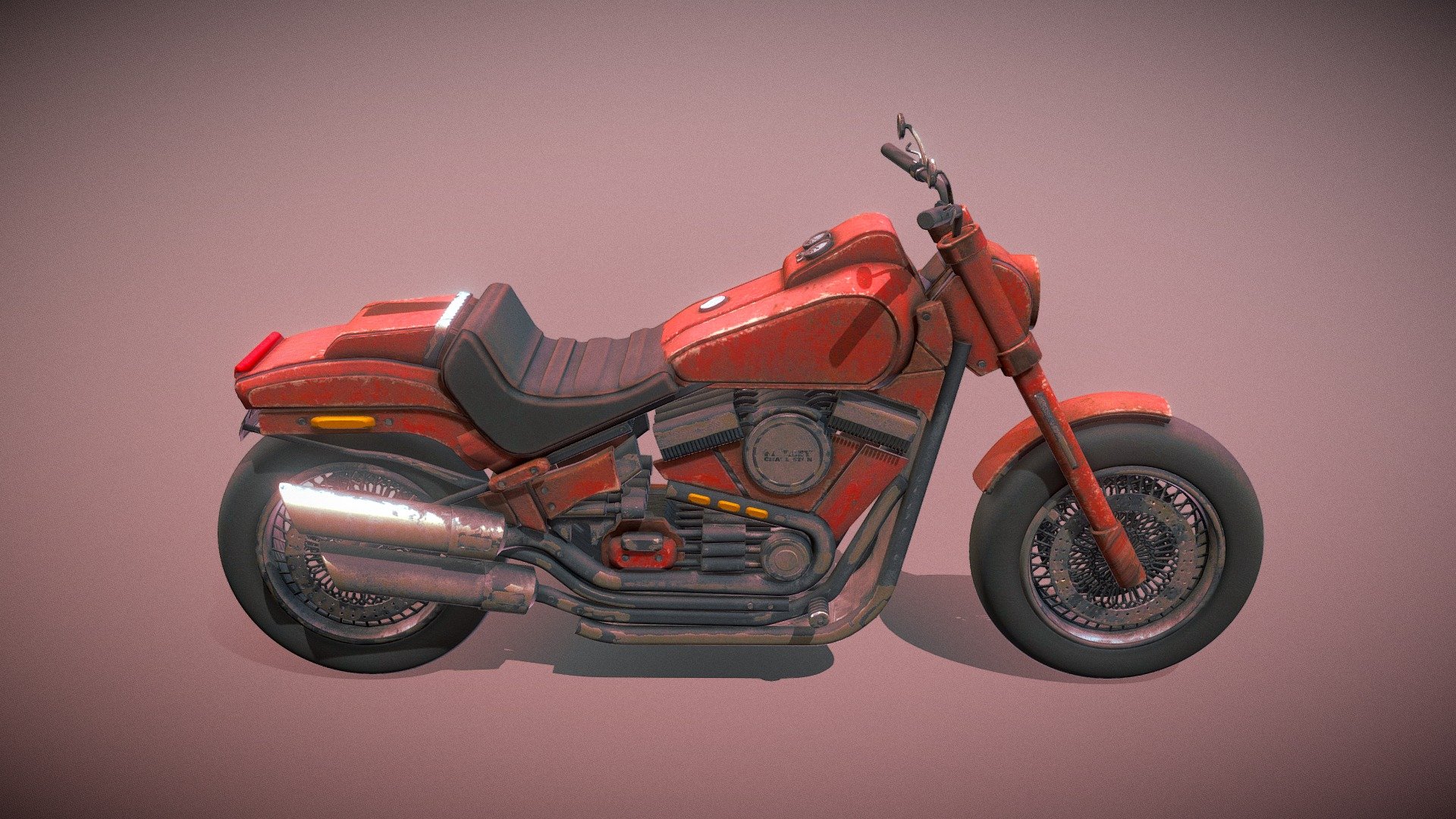 Harley style motorcycle made in Blender and Substance Painter 3d model