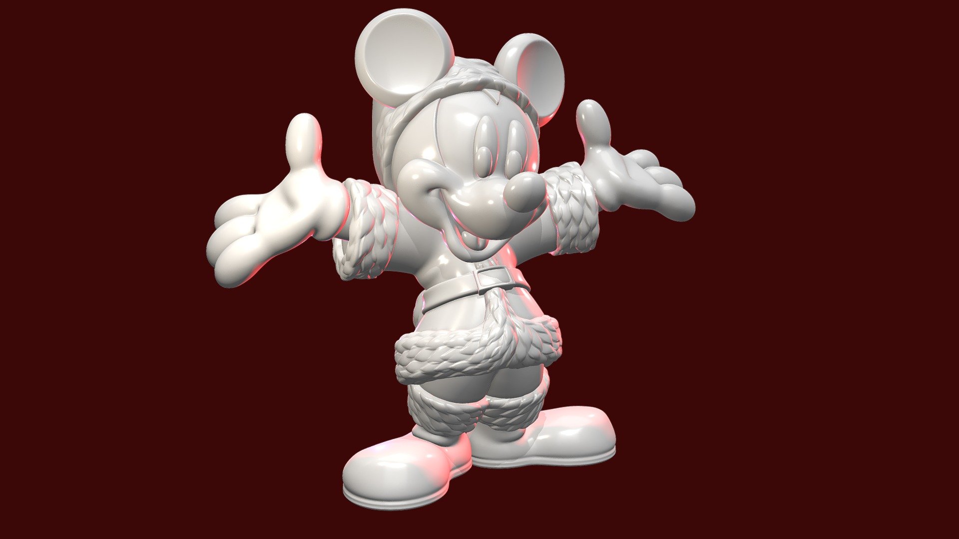 Mickey Mouse is a funny animal cartoon character and the mascot of The Walt Disney Company. He was created by Walt Disney and Ub Iwerks at the Walt Disney Studios in 1928. An anthropomorphic mouse who typically wears red shorts, large yellow shoes, and white gloves, Mickey is one of the world's most recognizable characters 3d model