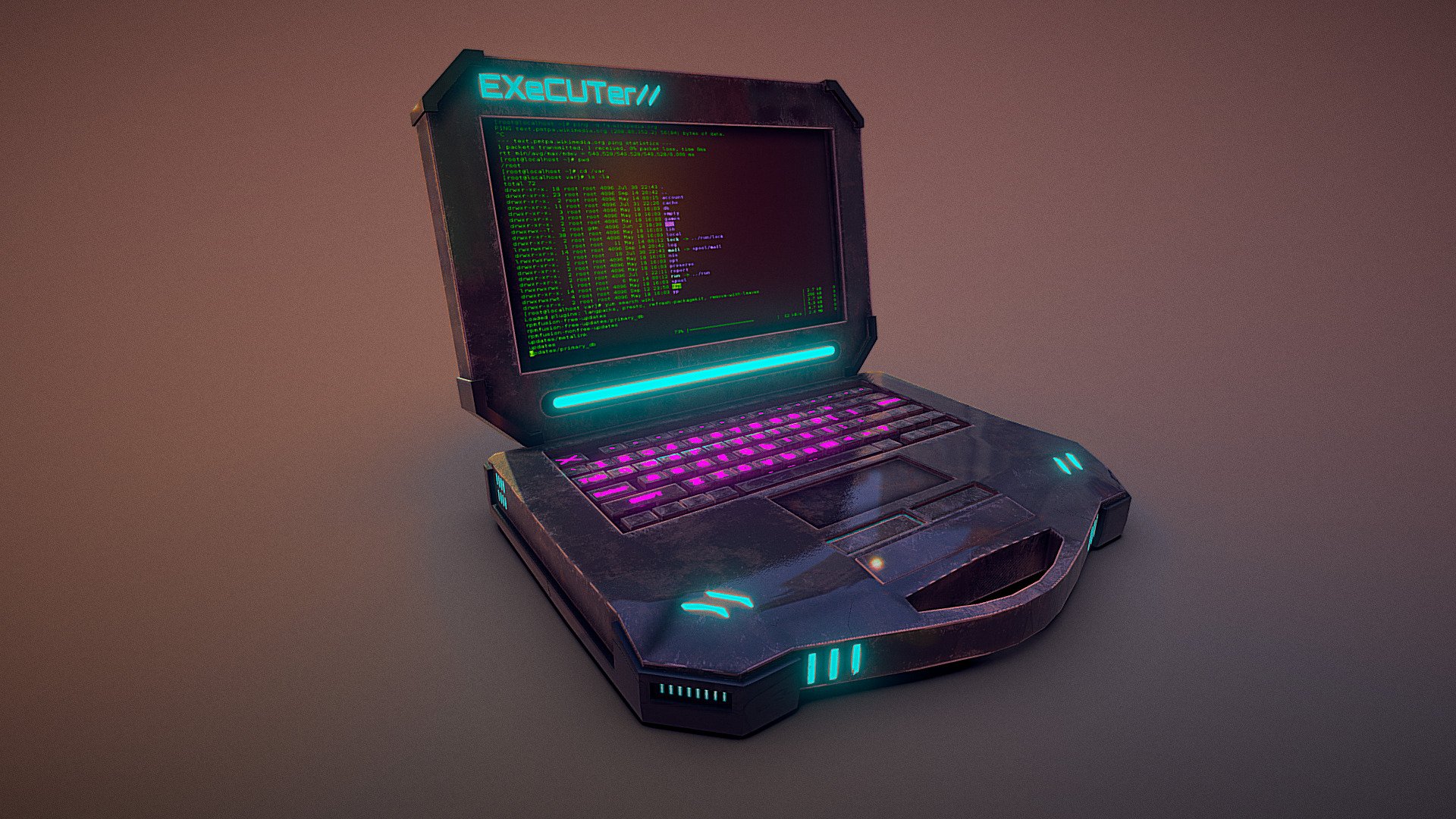EXeCUTer - Favoured Laptop of hackers in our near future. Originally made for a Cyberpunk game art competition 3d model