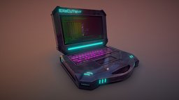 Cyberpunk Laptop (PBR GAME READY) fiction, mac, future, sci, fi, pc, windows, laptop, retro, hacker, cyberpunk, noir, neon, science, linux, 2077, keyboard, notbook