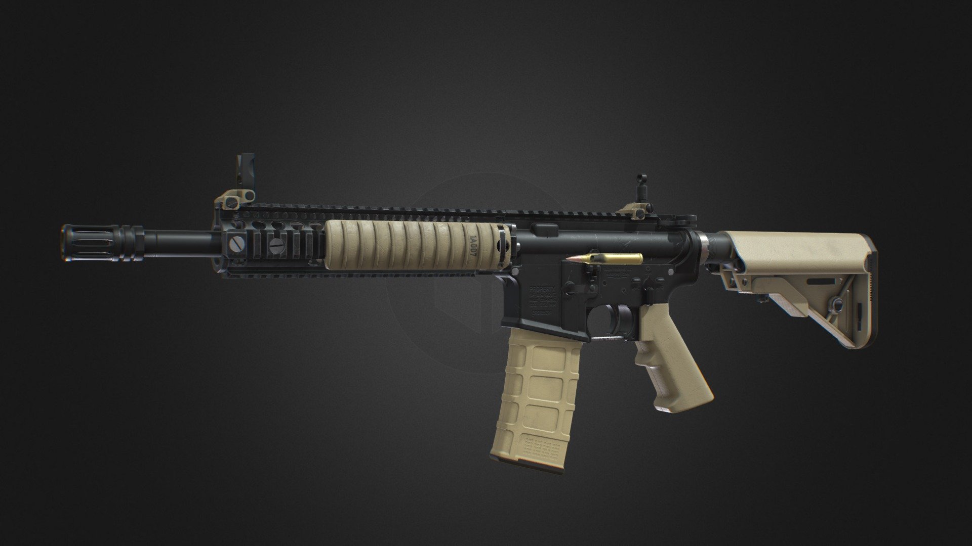 Model - Is a game ready asset to be used in any fps or other type of game project. Simular to the one used in modern warefare 2019 the mk18 mode 1 is a real word variant of an AR15 used by the U.S. military.

Textures - Model is textured with 5 different 2k PBR materials in PNG format.
Materials: (Base color, Metallness, Roughness, AO and Normal Open GL)
Textured in substance painter/marmoset toolbag 4

Meshes - All meshes are available in .fbx format.

If you have any question email me at - nickolasa.mcintosh@gmail.com - Modern Warefare M4A1 - Download Free 3D model by Nneako (@nickolasa.mcintosh) 3d model