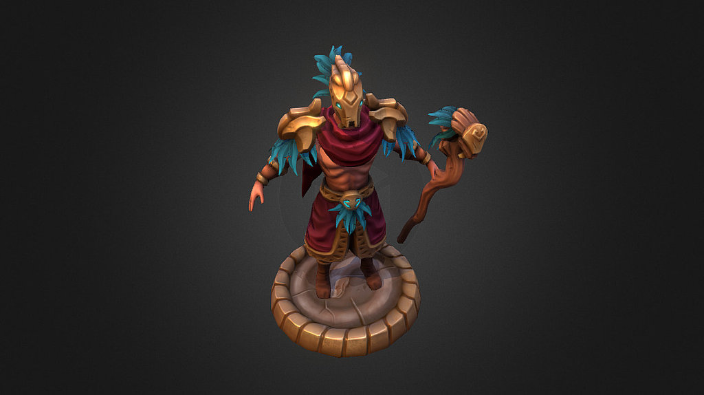 This is the finished snake druid enemy I  worked on for the game Forced: Eternal Arenas, its a game currently in development by the indie company BetaDwarf.

(Check out the Kickstarter https://www.kickstarter.com/projects/betadwarf/forced-eternal-arenas )

HIghpoly sculpt can bee seen here:  https://www.artstation.com/artwork/forced-eternal-arenas-enemy - Forced: Eternal Arenas- Enemy - 3D model by Mona Skoog (@mona.skoog) 3d model