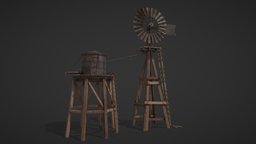Windmill & Windpump Western Set videogame, vintage, saloon, wild, western, america, farm, farmer, old, windmill, farwest, wildwest, windpump, usa