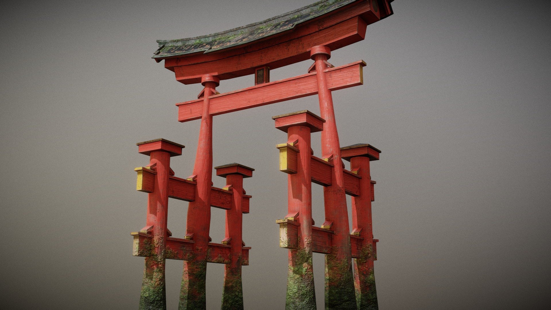 Low Poly model of a japanese Torii.

My insipiration was the Itsukushima shrine Torii.

It was made using Blender, Substance Painter and Adobe Photoshop.

It’s gameready with roughly 3.6k triangles and 1.9k vertices.

If you enjoy this Model please some feedback in the comments!

A torii (Japanese: 鳥居, [to.ɾi.i]) is a traditional Japanese gate most commonly found at the entrance of or within a Shinto shrine, where it symbolically marks the transition from the mundane to the sacred.

The presence of a torii at the entrance is usually the simplest way to identify Shinto shrines, and a small torii icon represents them on Japanese road maps.

https://en.wikipedia.org/wiki/Torii

Follow me on:

Artsation: https://www.artstation.com/andereberna Instagram: https://www.instagram.com/a.bernardo_artwork/ - Japanese Torii - 3D model by André Bernardo (@andereberna) 3d model