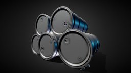3D Steel Drum Barrels drum, barrel, oil, barrels, chemical, shipping, waste, metal, toxic, factory, container, industrial, steel