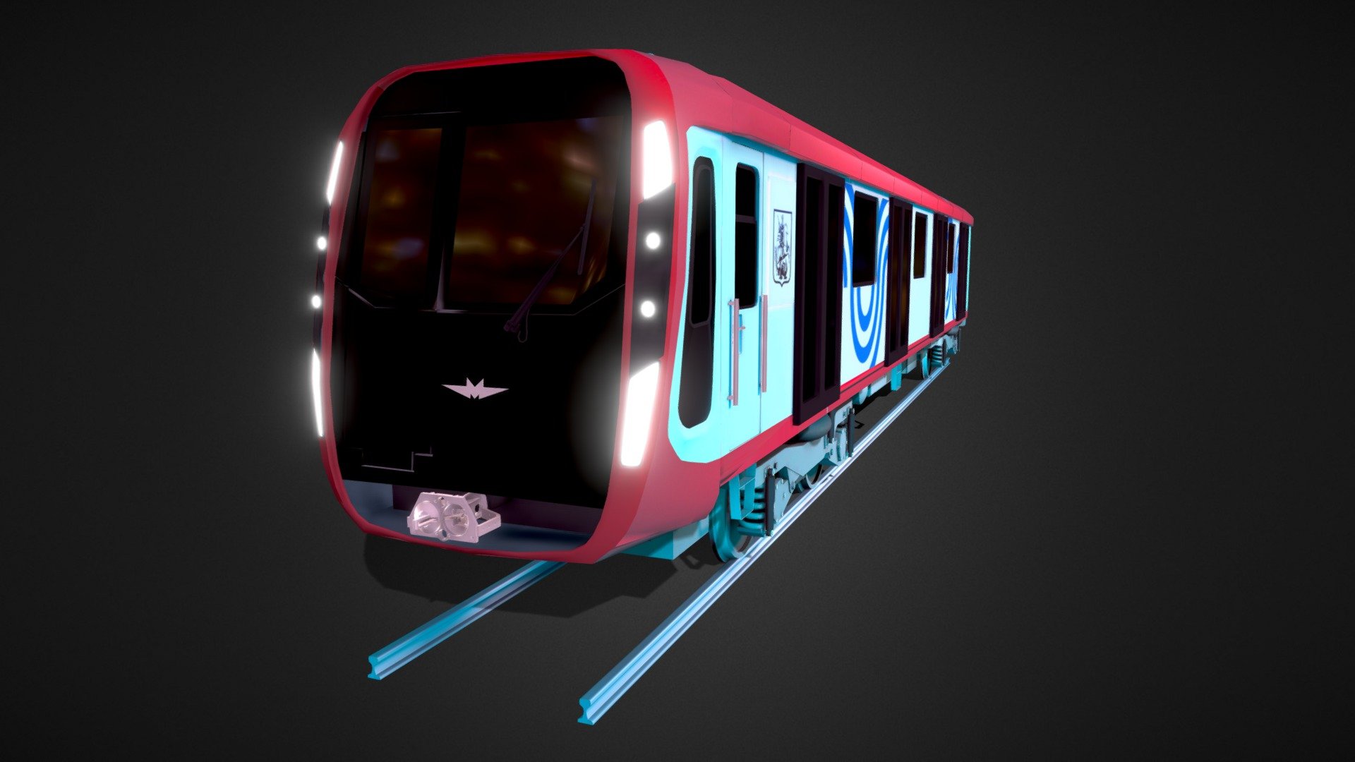 Moskva 2020 will be another step into the future of rail transport. Smooth lines of the front, exclusive solutions in the exterior and interior of the metro train - every element of the new generation Moskva 2020 metro train has been brought to perfection. The rolling stock stands for quality, comfort and innovation.
 The width of the inter-car gangway in the 81-775/776/777 series metro cars has been increased by 57% and will be 1.6 meters; the doorways have been expanded from 1.4 to 1.6 meters. The area of ​​visible glazing of doors inside the car became a record for the Moscow metro - 82% (previously - 47%). Console LCD monitors are located under the ceiling. The compartments are equipped with new over-door displays 1400 mm wide, previously their width did not exceed 1200 mm. Interactive screens on the walls are enlarged. The driver's cab and the passenger compartments are equipped with modern air disinfection systems that decontaminate 99% of viruses and bacteria 3d model
