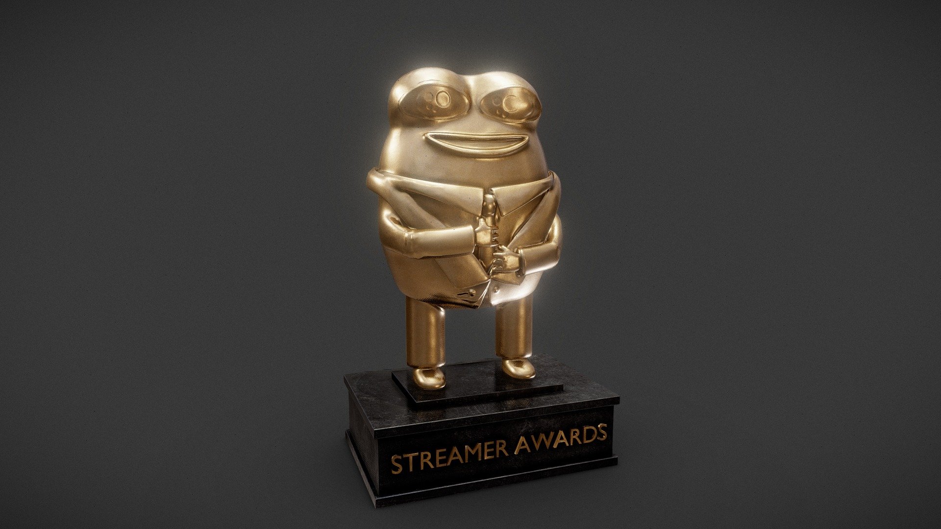 Streamer Award Trophy awarded to live streamers. An annual event

Poly modeled in blender with SubD, then sculpted detail and baked high poly to low poly

4k, 1 material, textured in susbtance painter

Created for a commission - Streamer Awards Trophy - 3D model by LegendsVR (@legendsvrc) 3d model