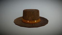 Low Poly Cowboy Hat hat, cowboy, cowboyhat, wildwest, 3d, 3dsmax, texture, bumpmap