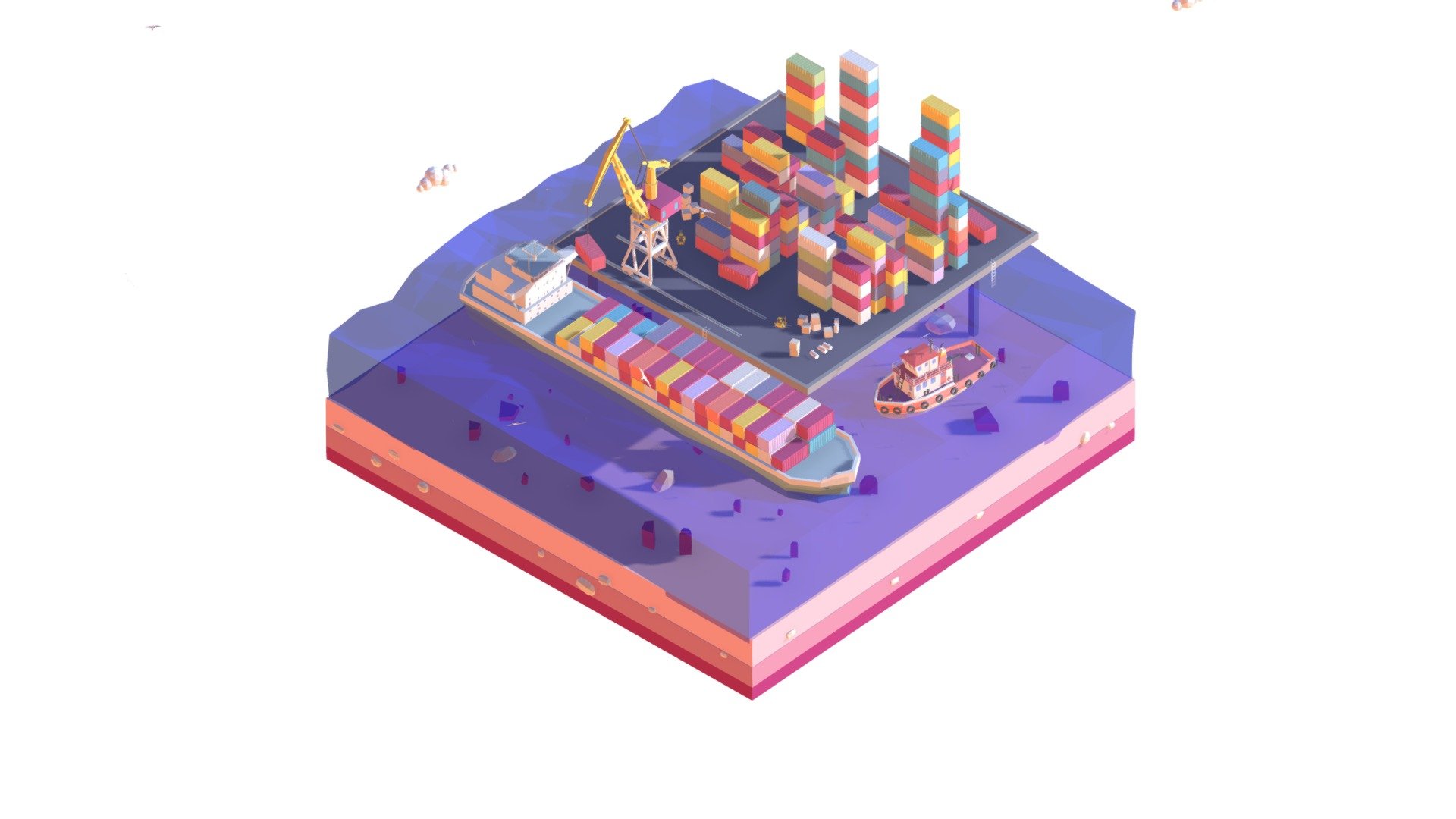 Cartoon Lowpoly Port Illustration Scene

Created on Cinema 4d R17 (Render Ready on native file)

199 434 Polygons

Procedural textured

Game Ready

AR/VR Ready
 - Cartoon Low Poly Lowpoly Seaport Illustration - Buy Royalty Free 3D model by antonmoek 3d model