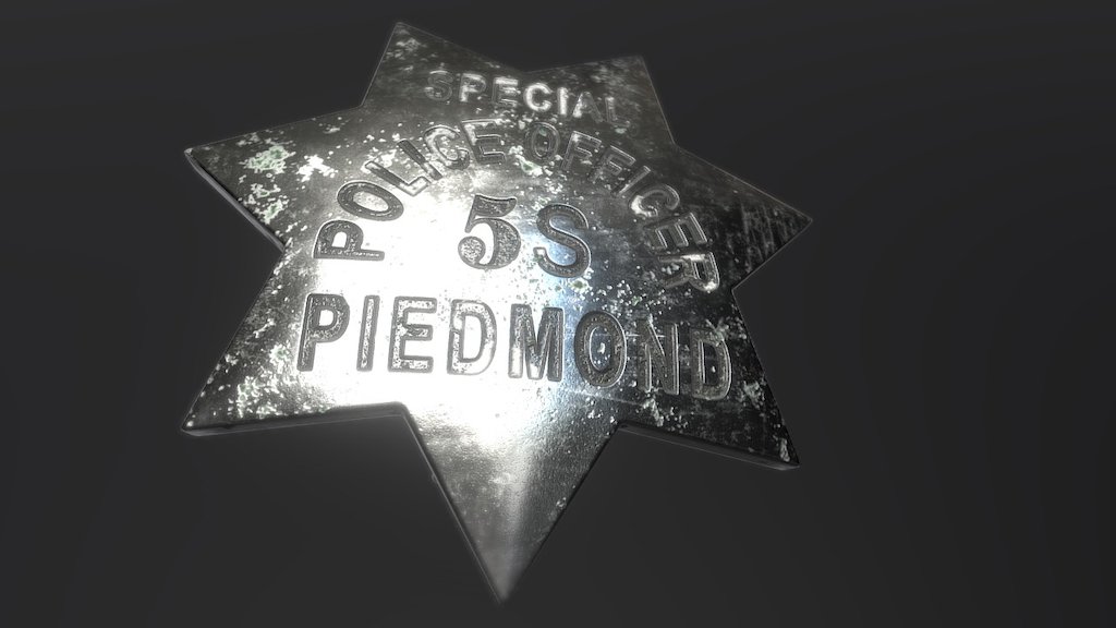 It is worn and old Police Badge (Sheriff 7 Point Star) made in PBR Environment more info at www.kezan.eu and model is available at TurboSquid -link removed- - Vintage Sheriff (police) Star - 3D model by KezanD (@dean1) 3d model