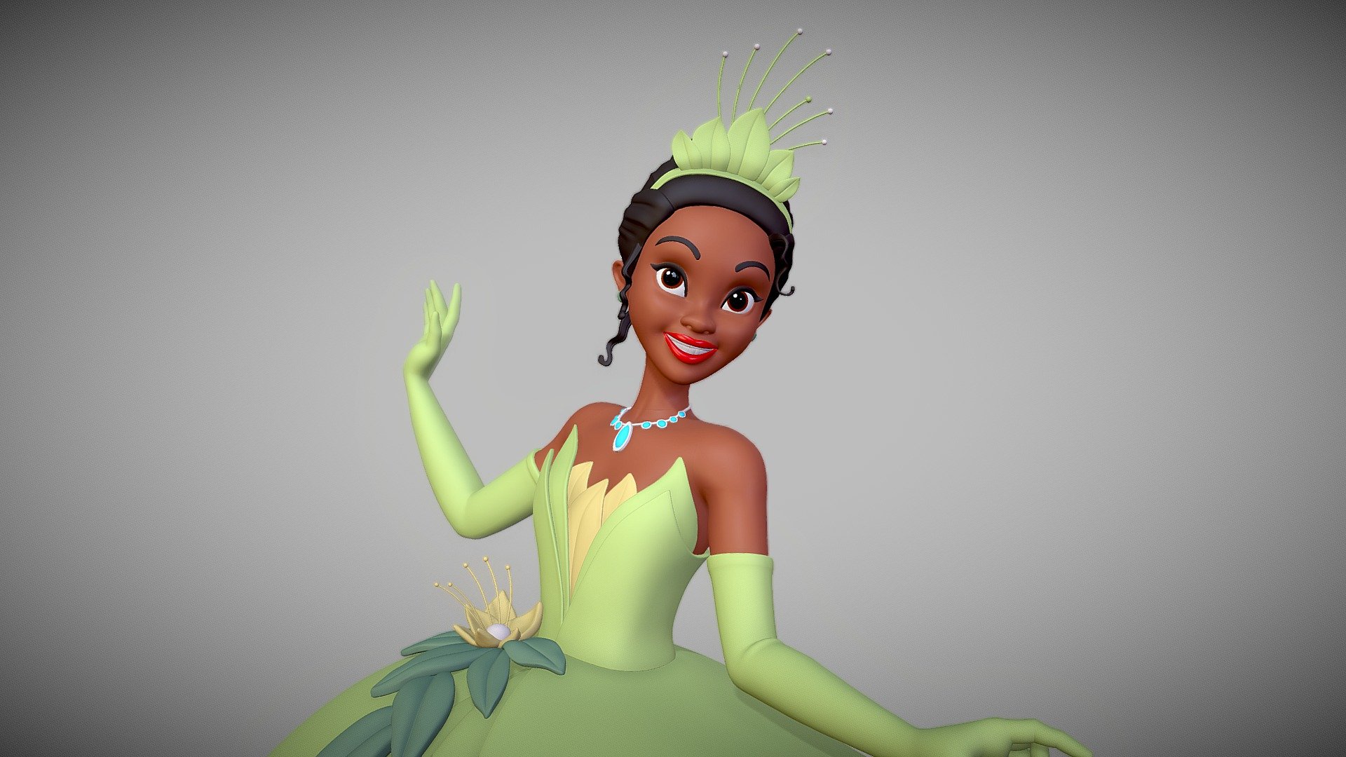A young waitress, Tiana embarks on a hilarious advanture her faithful kiss with a frog prince who cant be human again 3d model