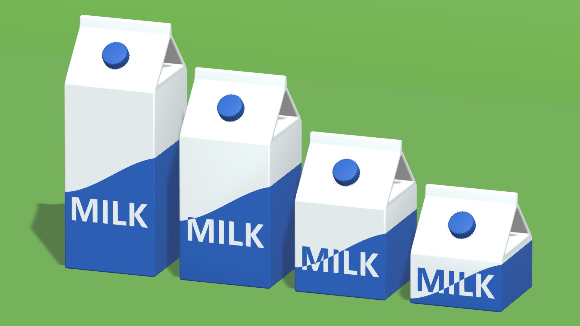 -Cartoon Milk Box Collection.

-This product contains 8 objects.

-Vert: 7,928 poly: 7,270.

-Objects and materials have the correct names.

-This product was created in Blender 2.935.

-Formats: blend, fbx, obj, c4d, dae, abc, stl, u4d glb, unity.

-We hope you enjoy this model.

-Thank you 3d model
