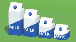 Cartoon Milk Carton Box Collection drink, food, cap, carton, collection, cardboard, beverage, milk, box, juice, package, milkcarton, liter, cartoon, lowpoly, low, poly, design, container, simple, milkbox