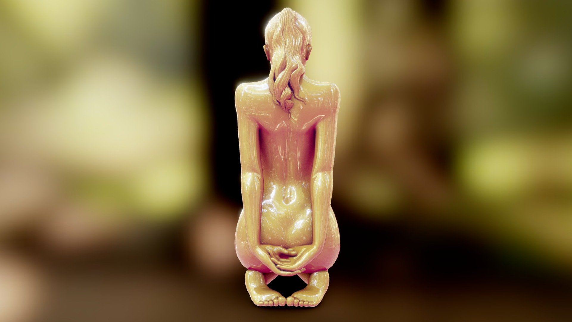Yellow Glass Girl sitting statuette - Glass Girl - Buy Royalty Free 3D model by Eugene Korolev (@eugene.korolev) 3d model