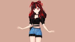 Oladyshe4ek (Vtuber) avatar, animegirl, celshading, vtuber, substancepainter, blender, anime, vtuber-commission