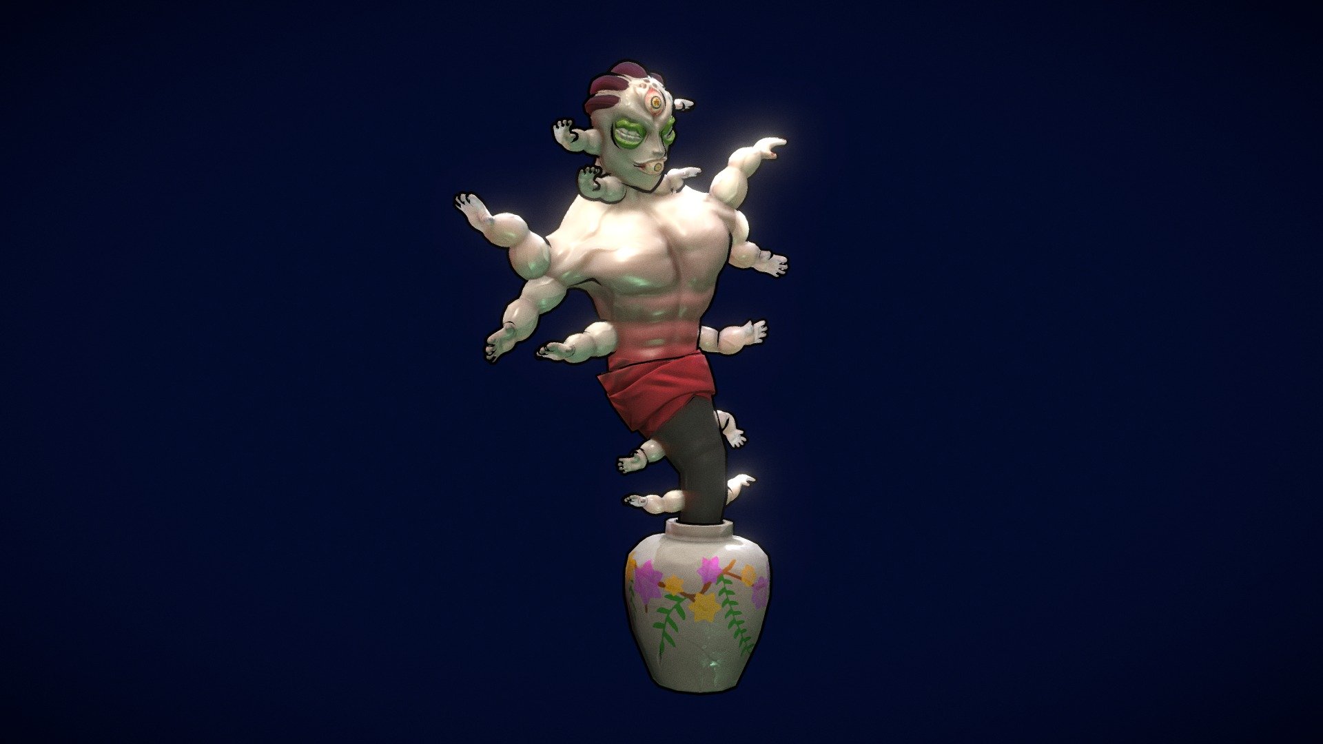 Hey, hey! This week is a national holiday in Turkey, so I decided to model a Gyokko character from the anime Demon Slayer. I really enjoyed my modeling flow in sculpting, retopology, and texturing. Also, I think I did a good job on rigging. However, I feel like I did a little bit of rushed work on the animation. I could have done much better, but I have lots of modeling plans for this holiday, so I didn't want to spend too much time on a single model. In the end, I am really happy with the model =) - Gyokko from Demon Slayer - Download Free 3D model by Batuhan13 3d model