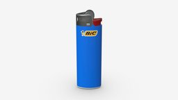 BIC classic lighter gas, flint, flame, mockup, cigarette, fuel, accessory, fire, smoke, tobacco, pocket, bic, lighter, cigar, burn, butane, 3d, pbr, plastic, light