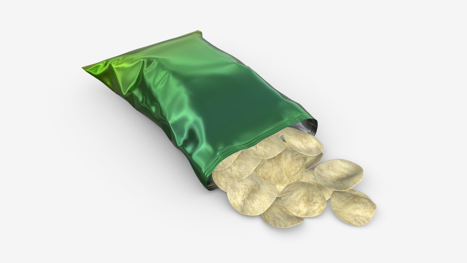 Potato Chips Package opened with folds mockup 03 - Buy Royalty Free 3D model by HQ3DMOD (@AivisAstics) 3d model