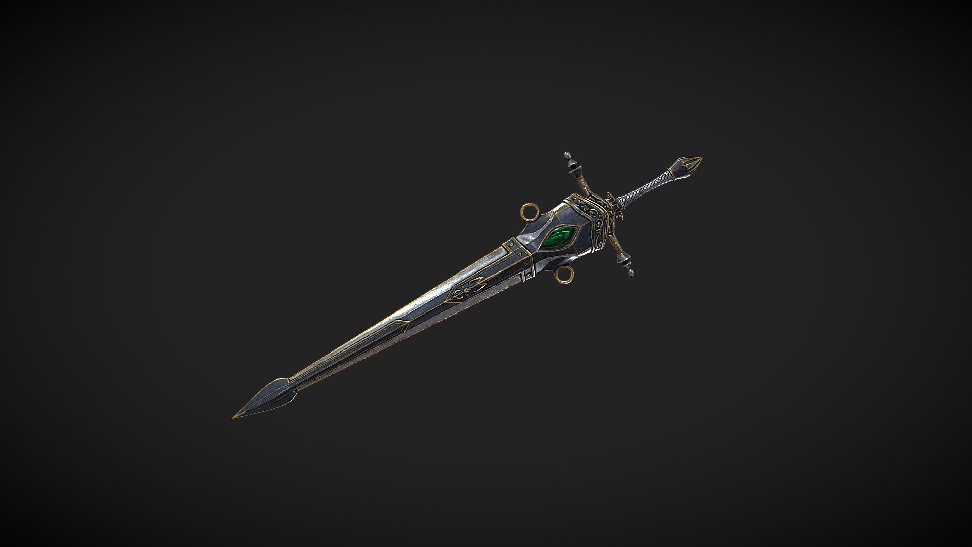 Hello. This is a high definition quality polygon of a Fantasy sword 26 with scabbard 3D Model with PBR textures. Extremely detailed and realistic. Suitable for movie prop, architectural visualizations, advertising renders and other. The archive includes Obj and FBX, Marmoset scene, textures for the Unity: Base color, Height, Metallic, Mixed AO, Normal_OpenGL, Roughness. And also included in the archive textures for UE: BaseColor, Normal, OcclusionRoughnessMetallic. All textures are 4k resolution. The number of materials corresponds to the number of main objects in the scene. The model contains 2 object: Fantasy_sword_26, Fantasy_sword 26_scabbard - Fantasy_sword_26_with_scabbard - Buy Royalty Free 3D model by Nicu_Tepes_Vulpe 3d model