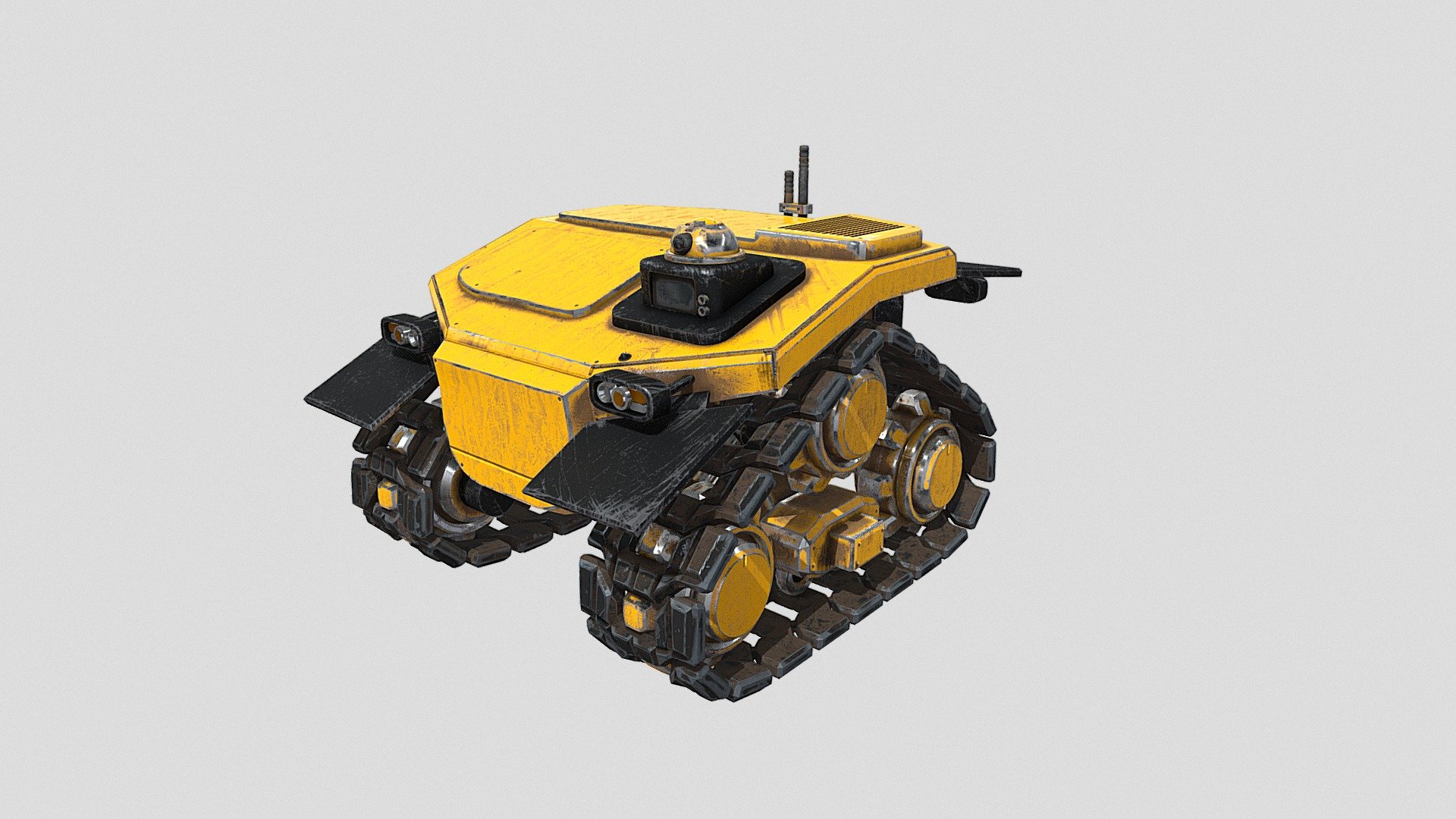 A 3D low poly model of Unmanned Tracked Vehicle. It is a base model with some upgrade addon installment  possibilities (Bolted panels on top covering places which can be utilied for installing a robot arm or loader/ skidder). It also features a window with two camera sensors inside and a 360 turnable camera on top. Also, there is a combined radion module installed at the back. Tracks are ment to be rigged, some updates will bring the full rig to the world :) 
Hope You like my model. Some stats: 
18600 Verts and 38200 Tris - Builder Tracked Robot - 3D model by Yurii (@yurii3112) 3d model