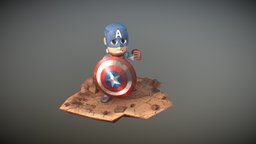 Captain America chibi, marvel, comic, america, captain, heroe, captainamerica, mcu, comic-art, chibimodel, character