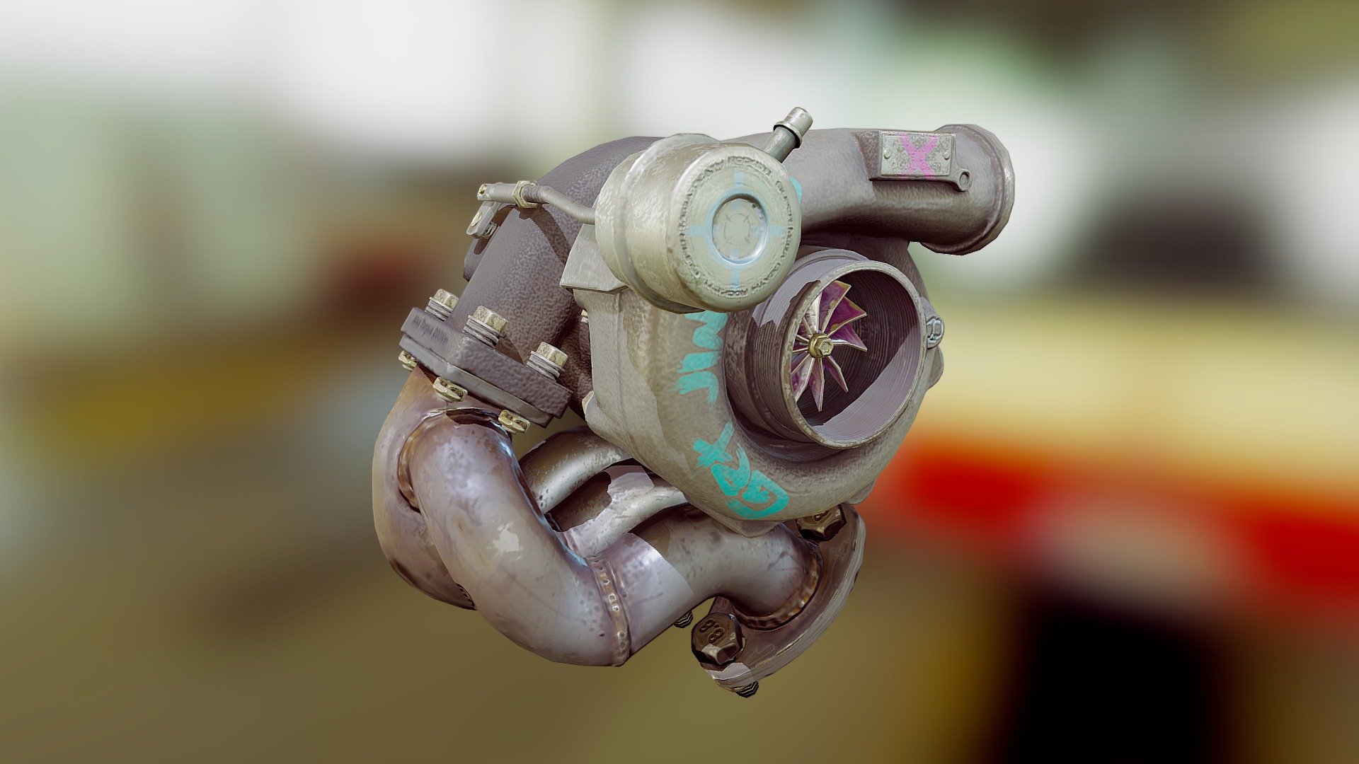 Personal project where I wanted to model a turbo using mix of real life references and imagination. I also wanted to mix a little bit of LoL Jinx theme there as well 3d model