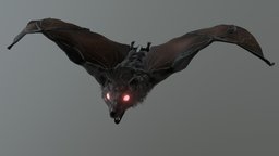 Bat (mid texture) flying, bat, haloween, substancepainter, substance, game, art, creature
