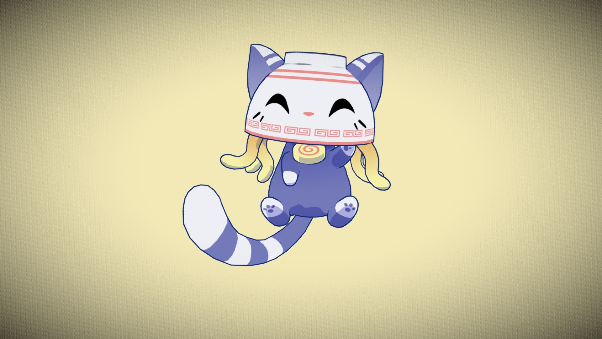 A cute little spirit that loves ramen! - Catsudon - Ramen Kitty Spirit - 3D model by Keith Ebanks (@kbear2k) 3d model