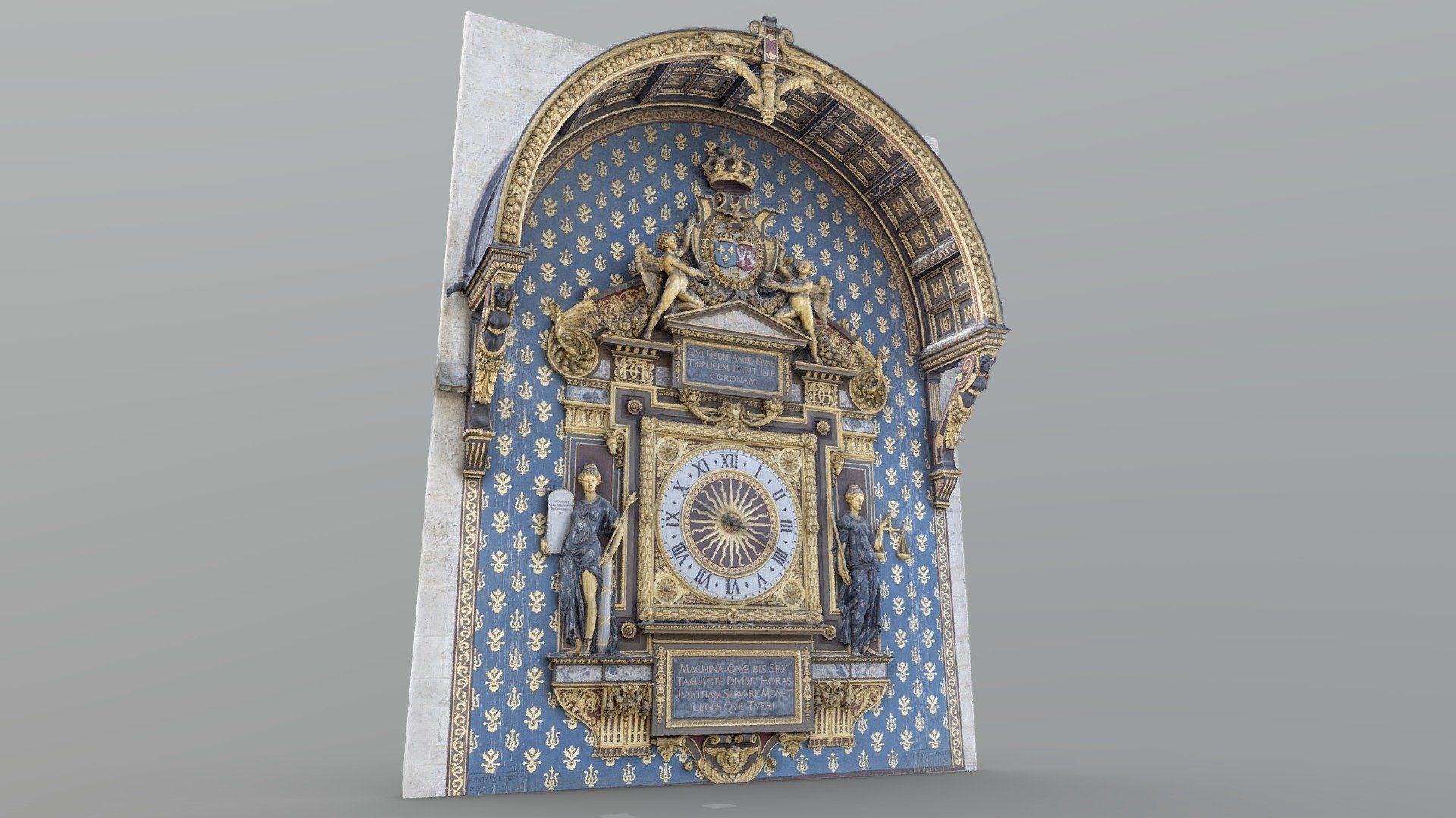 In the heart of Paris, on the isle de la Cité, there is the oldest clock of the city. It gives time since 1371! 
Considering that it is still working today, I couldn't scan the hands of the clock. 

Reconstructed and simplified with Reality Capture (189 pictures). 
4K and 8K textures (diffuse and normal). 16K on demand. 

Gear: Canon R6 - 35mm 1.8 Tamron and 85mm 1.8 Canon 3d model