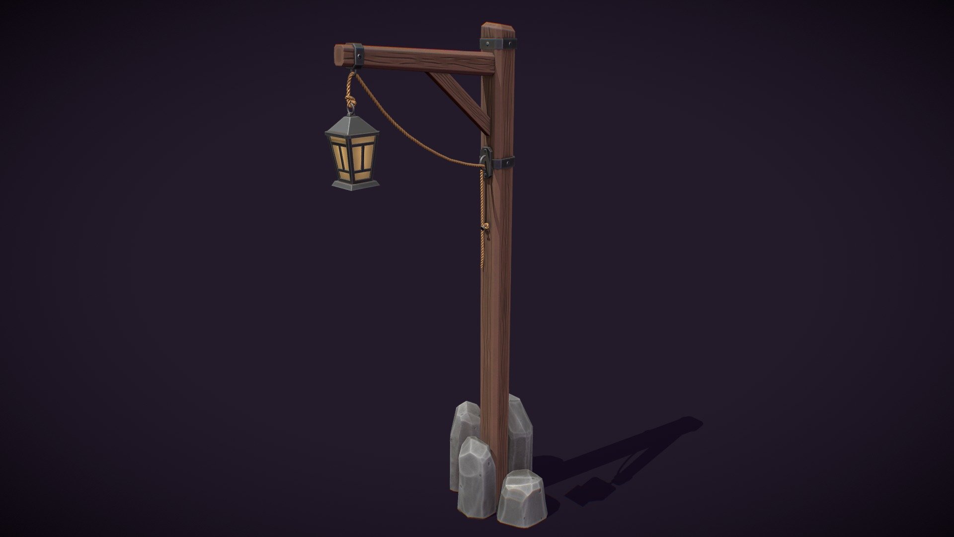 Stylized Medieval Wooden Lamp With Rocks with Stylized PBR Textures. Suitable for any scene. Ready to use in any project.

Are you liked this model? Feel free to take a look on my another models! Here

Features:

.Fbx, .Obj, .Uasset and .Blend files.

Low Poly Mesh game-ready.

Real-World Scale (centimeters).

Unreal Project: 4.20+

Custom Collision for Unreal Engine 4 (Handmade).

Tris Count: 2,410.

Number of Textures:6

Number of Textures (UE4/UE5): 4

PBR Textures (2048x2048) (PNG).

Type of Textures: Base Color, Roughness, Metallic, Normal Map and Ambient Occlusion (PNG)

Combined RMA texture (Roughness, Metallic and Ambient Occlusion) for Unreal Engine (PNG) 3d model