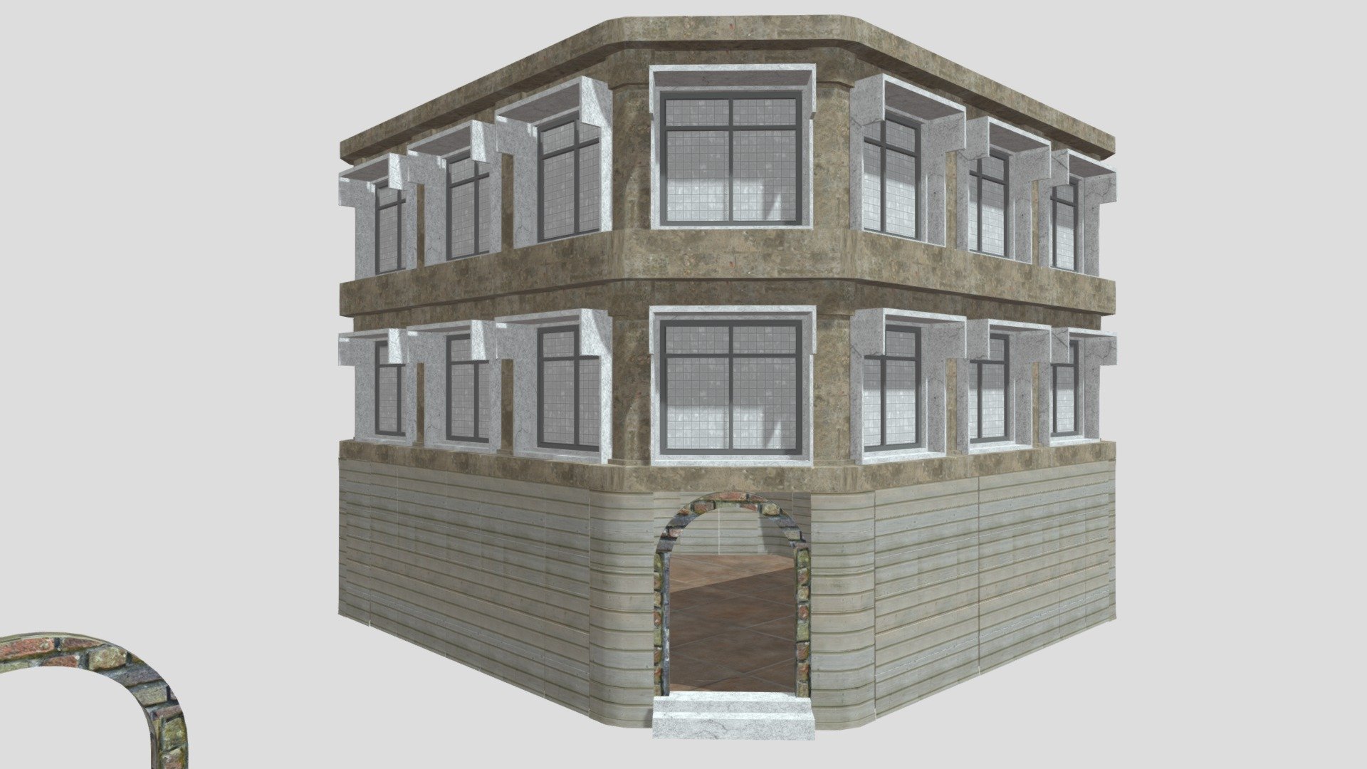 Modular theme street side hotel view - 3D model by hsdhamecha 3d model