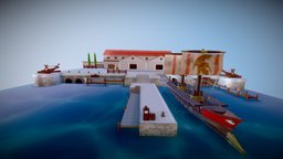 Ancient Greek Harbor scene, greek, ancient, sparta, water, ballista, harbor, ship